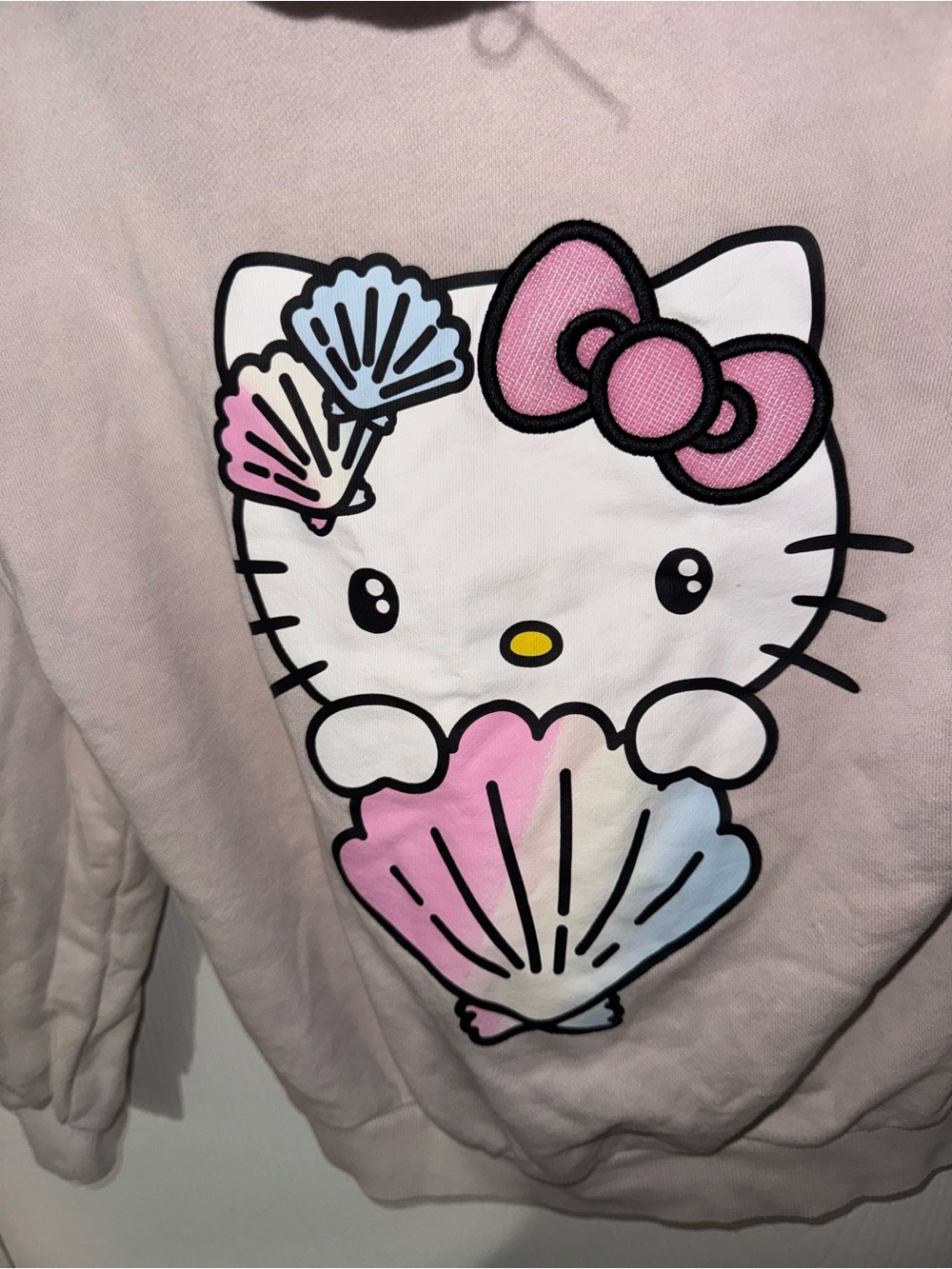 Hello Kitty Forever 21 Kids Pink Zip Up Hoodie Jacket Seashell Graphic Sanrio